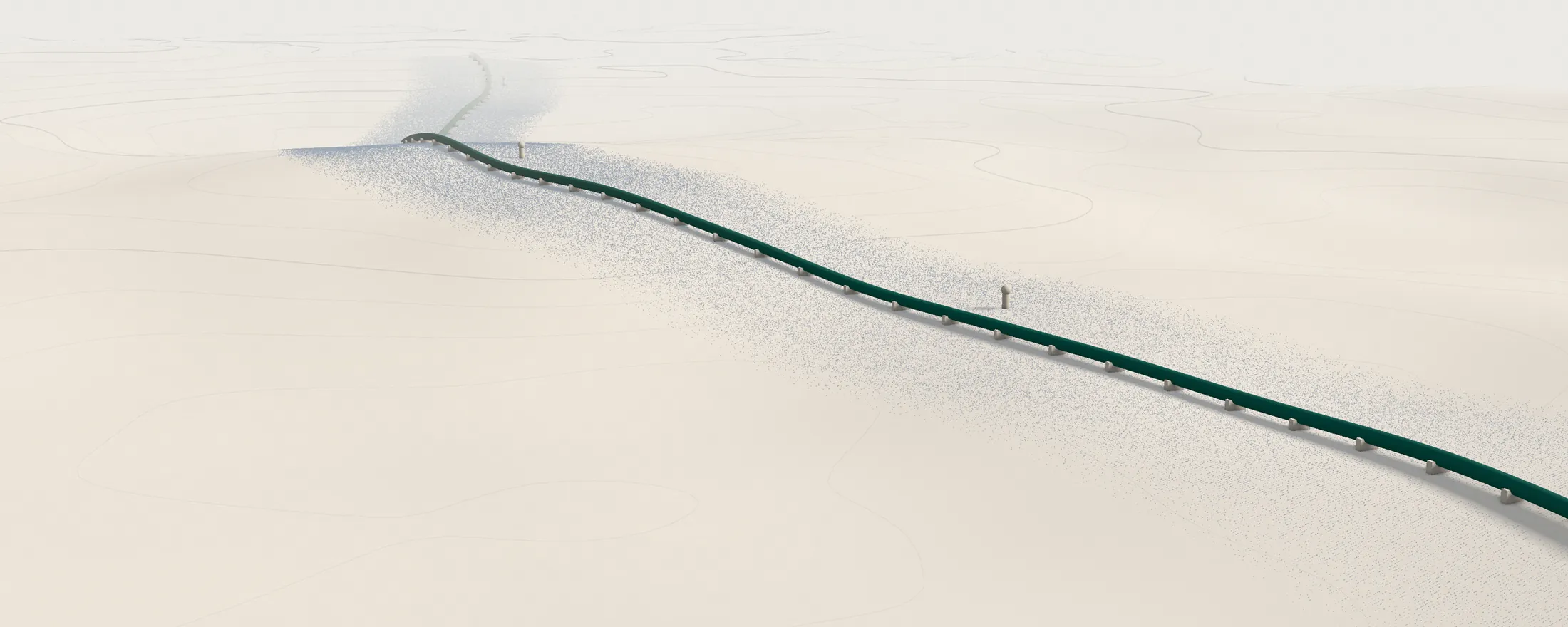 Topographic model of a pipeline corridor with the laser-scanned strip along the route
